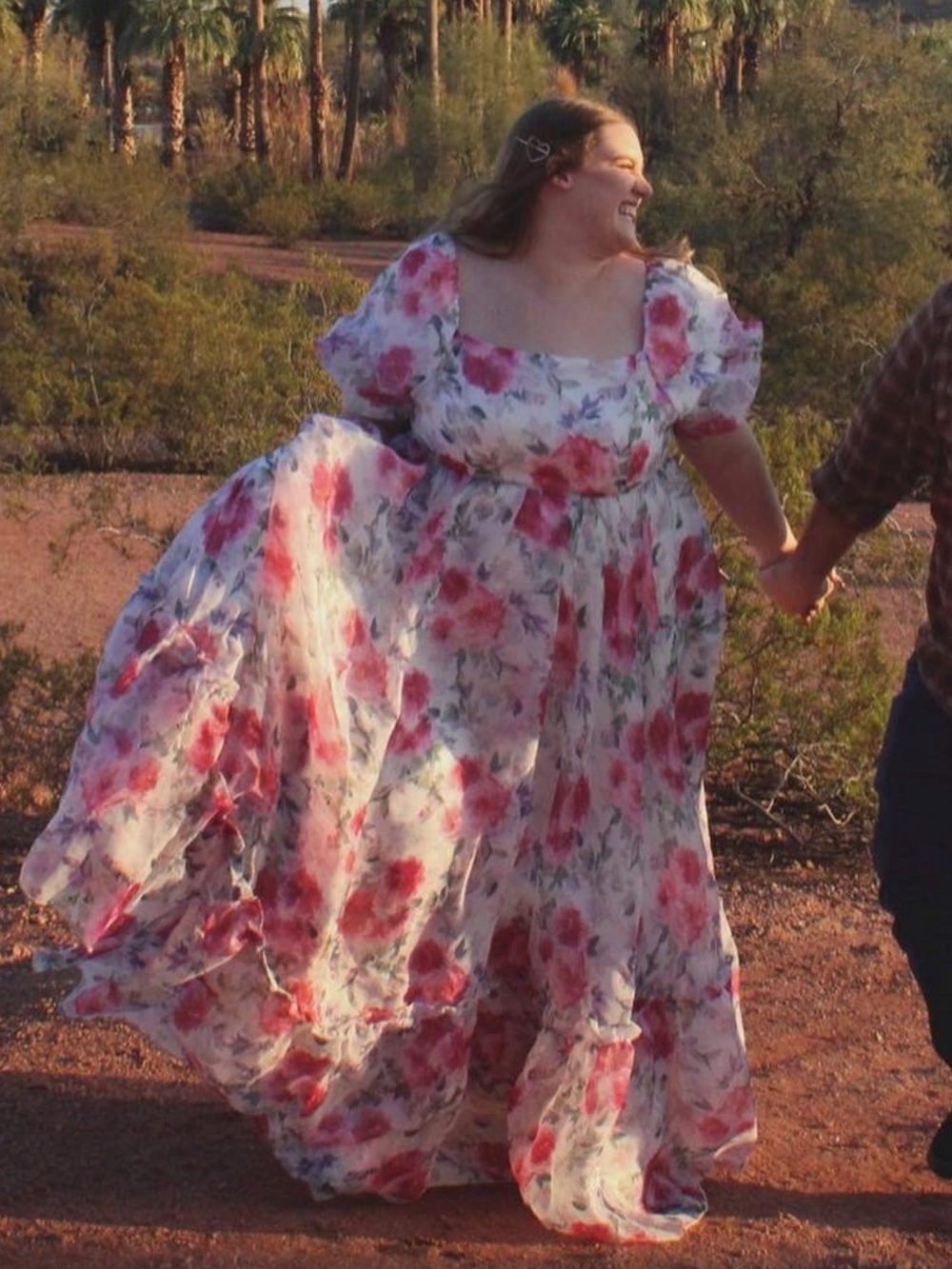 JessaKae Pink Floral Maxi Dress with Puff Sleeves - Picture 5 of 5